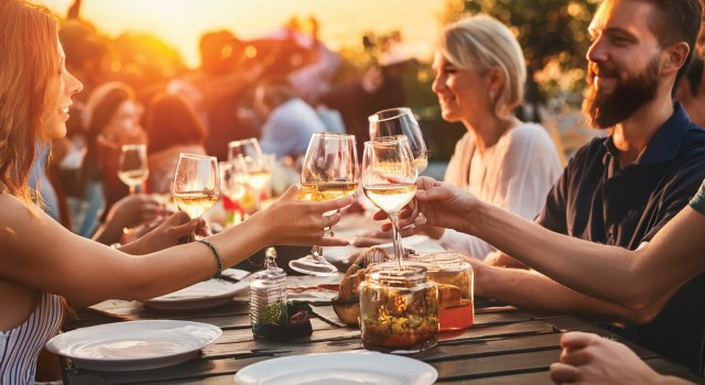 Sharing a wine at the Shoal Bay Wine & Food Festival
